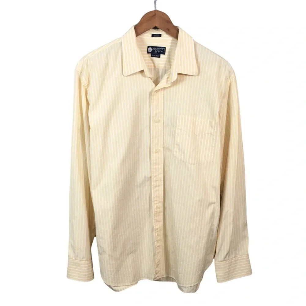BF801 Mens J. Crew Haberdashery 80’s 2 Ply Striped Button Dress Shirt 16-16.5 L